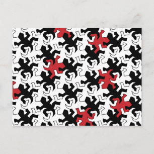 Carte Postale Mosaic Geckos - rouge noir blanc