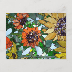 Carte postale Mosaic Sunflower de Willowcatdesigns