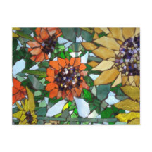 Carte postale Mosaic Sunflower de Willowcatdesigns