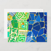 Carte Postale Mosaic vert Parc Guell Carreaux à Barcelone Espagn (Devant / Derrière)