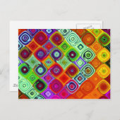 Carte Postale Mosaïque Abstraite verte rouge (Devant / Derrière)