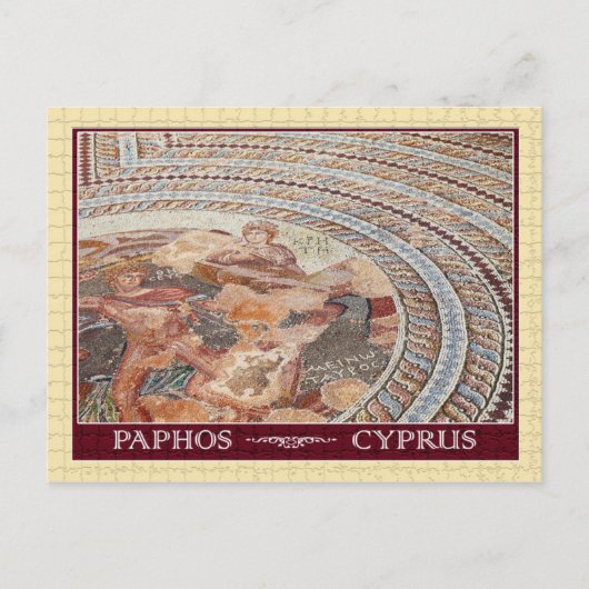 Carte Postale Mosaïque ancienne au sol en Paphos, Chypre (Devant)