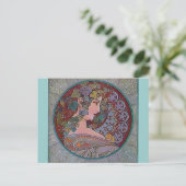 Carte Postale Mosaïque Art Déco Mucha Femme (Debout devant)
