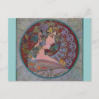 Carte Postale Mosaïque Art Déco Mucha Femme