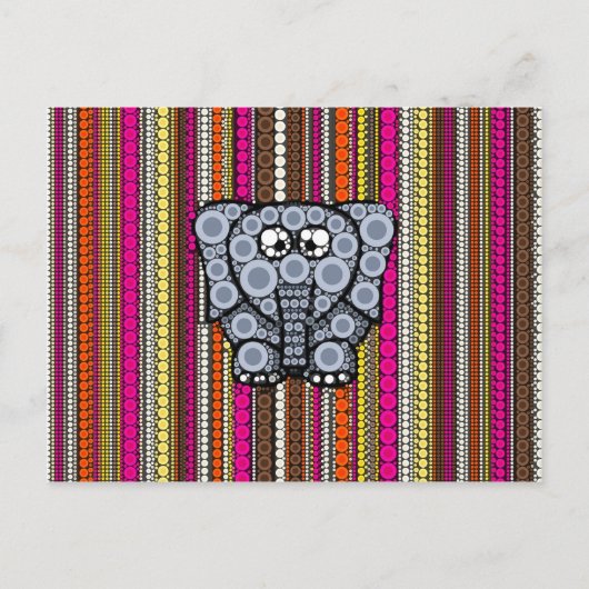 Carte Postale Mosaïque circulaire d'éléphant funky avec des rayu (Devant)