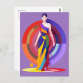 Carte Postale Mosaïque, coloré, femme, conception vectorielle (Devant / Derrière)