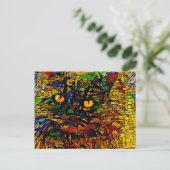 Carte Postale Mosaïque colorée Chat Art Prin (Debout devant)