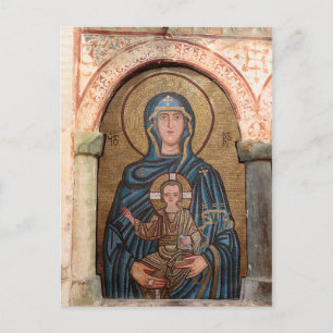Carte Postale Mosaïque de la Vierge Marie et Jésus