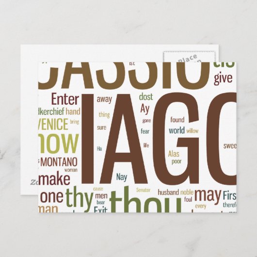 Carte Postale Mosaïque de mots d'Othello (Devant / Derrière)