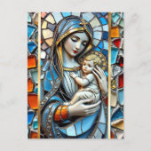 Carte Postale Mosaïque en verre tendu | Marie et Jésus Noël (Devant)