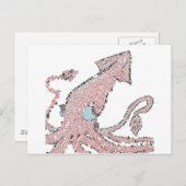 Carte Postale Mosaïque géante de calmar rose (Devant / Derrière)