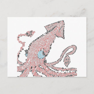 Carte Postale Mosaïque géante de calmar rose