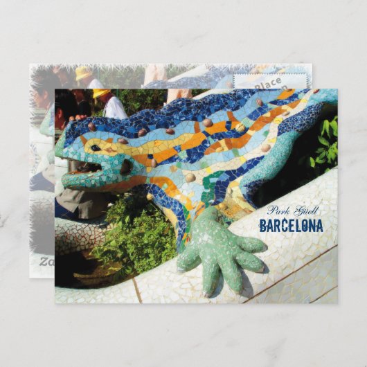 Carte Postale Mosaïques du parc de Barcelone Guell (Devant / Derrière)