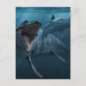 Carte Postale Mosasaurus pourchasing requin poster fixations acr (Devant)