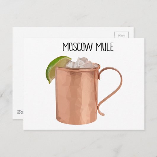 Carte Postale Moscou Mule Cuivre Mug basse Poly Conception géomé (Devant / Derrière)