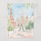 Carte Postale Moscou Russie Gouache Peinture Voyage (Devant)