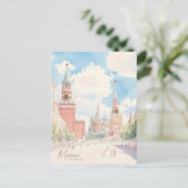 Carte Postale Moscou Russie Gouache Peinture Voyage (Debout devant)
