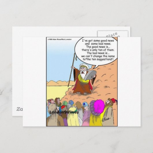 Carte Postale Moses & Les Dix Suggestions Drôle Cadeaux & Tee -  (Devant / Derrière)
