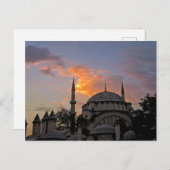 Carte Postale Mosquée d'Istanbul au coucher du soleil (Devant / Derrière)