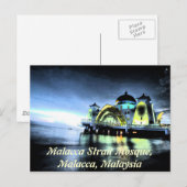 Carte Postale Mosquée du détroit de Malacca, Malacca, Malaisie (Devant / Derrière)
