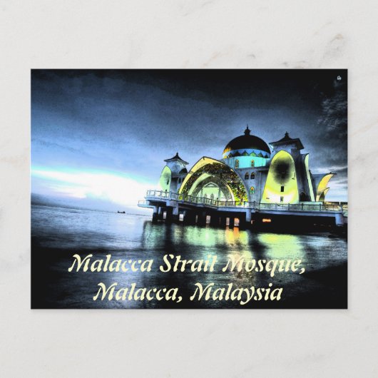 Carte Postale Mosquée du détroit de Malacca, Malacca, Malaisie (Devant)