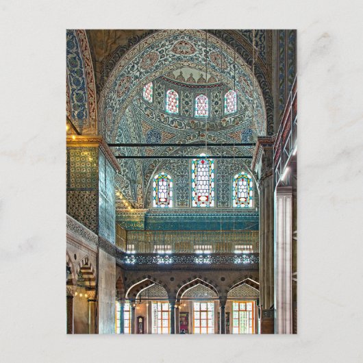 Carte Postale Mosquée du Sultan Ahmed. Design d'intérieur. (Devant)