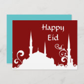 Carte Postale Mosquée Rouge Ramadan/Aïd Bannière/Streamer (Devant / Derrière)