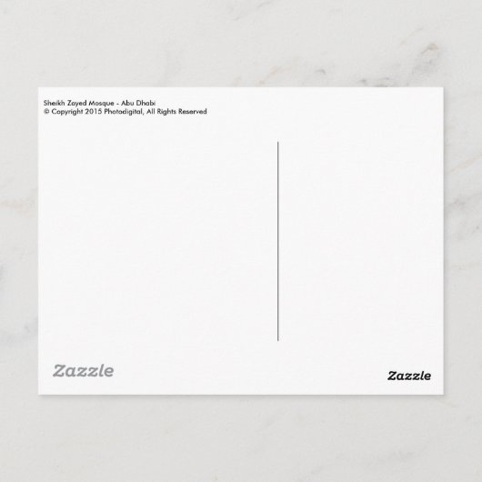 Carte Postale Mosquée Sheikh Zayed - Abu Dhabi (Dos)