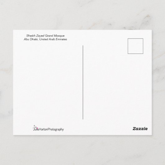 Carte Postale Mosquée Sheikh Zayed Grande Mosquée (Dos)