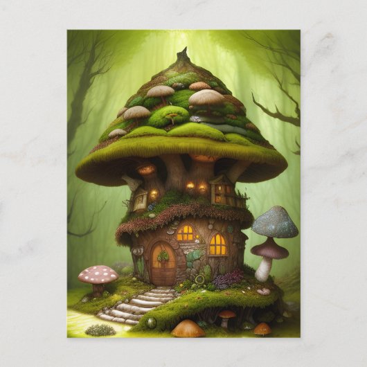 Carte Postale Mossy Mushroom Fairy House (Devant)