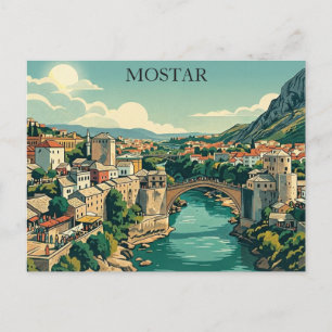 Carte Postale Mostar Bosnie Vieux Pont Stari Most Rétro Voyage