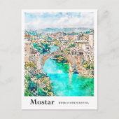 Carte Postale Mostar Bosnie Voyage Aquarelle main tirée (Devant)