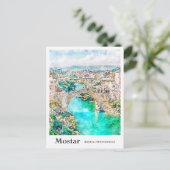 Carte Postale Mostar Bosnie Voyage Aquarelle main tirée (Debout devant)
