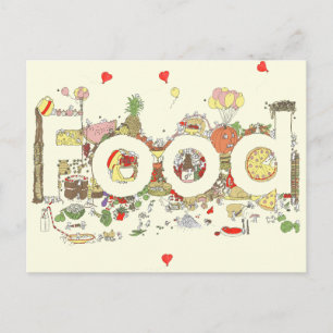 Carte Postale Mot alimentaire Art Coloré Funny Baking Typographi