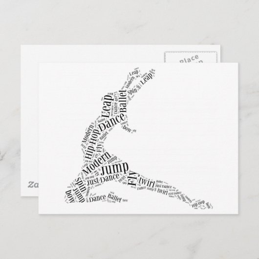 Carte Postale Mot de danse Cloud noir et blanc (Devant / Derrière)