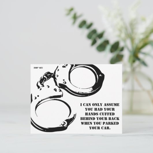 Carte Postale Mot d'humour sur un mauvais stationnement (Debout devant)