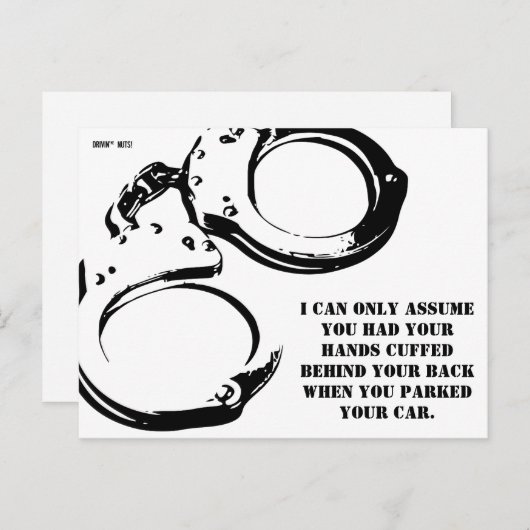 Carte Postale Mot d'humour sur un mauvais stationnement (Devant / Derrière)