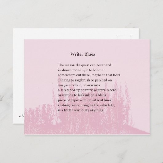 Carte Postale Mot pour les écrivains (Devant / Derrière)
