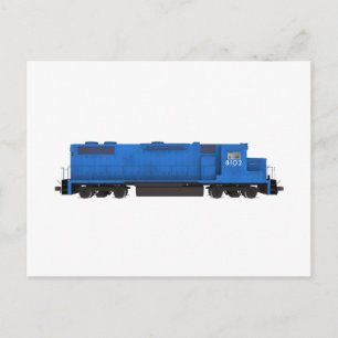 Carte Postale Moteur de train bleu :