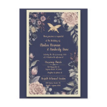 Carte postale Moth, Rose et Mariage de chardon II