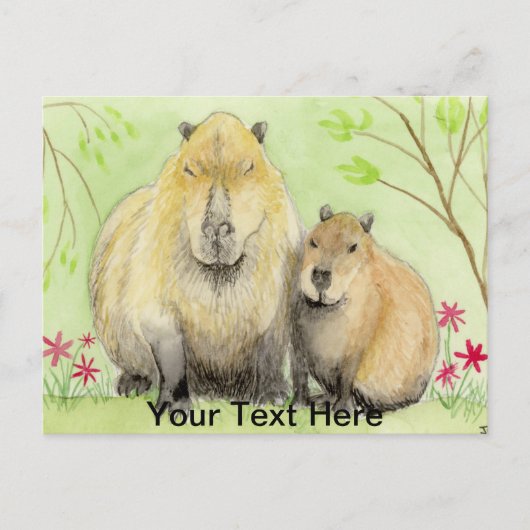 Carte Postale Mother and Baby Capybara (Devant)