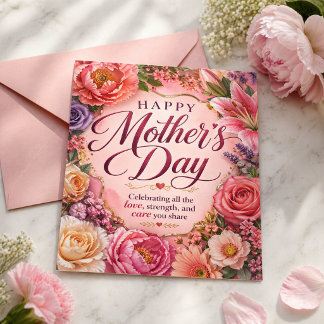 Carte Postale Mothers Day Celebrating Love Strength Care Floral