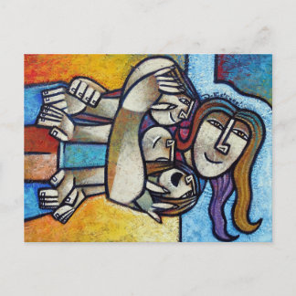Carte Postale Mothers Hug - Contemporary Cubist Fine Art Postcar