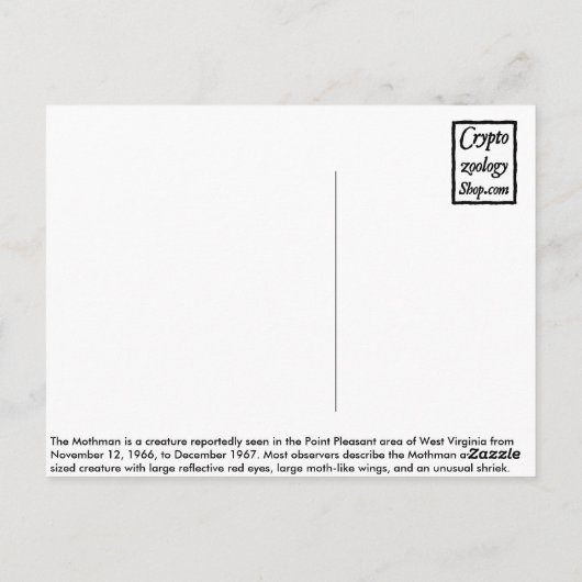 Carte postale Mothman (Dos)