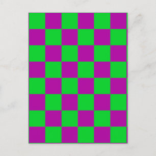 Carte Postale Motif à carreaux à damier vert et violet