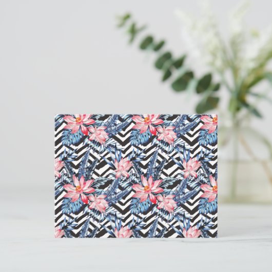 Carte Postale Motif à fleurs de Lotus tropicaux (Debout devant)