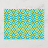 Carte Postale Motif à fleurs en Jaune et Turquoise (Devant)