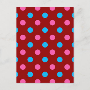 Carte Postale Motif à pois rouge rose bleu