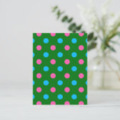 Carte Postale Motif à pois vert rose bleu (Debout devant)