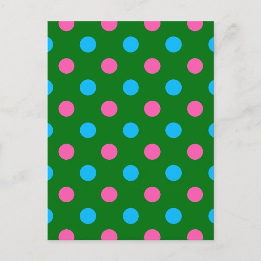Carte Postale Motif à pois vert rose bleu (Devant)